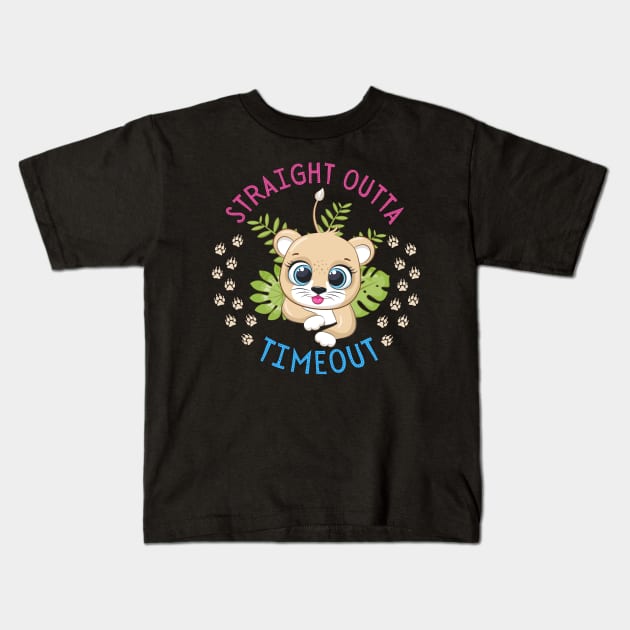 Straight Outta Timeout Cute and Smart Cookie Sweet little tiger in a hat cute baby outfit Kids T-Shirt by BoogieCreates